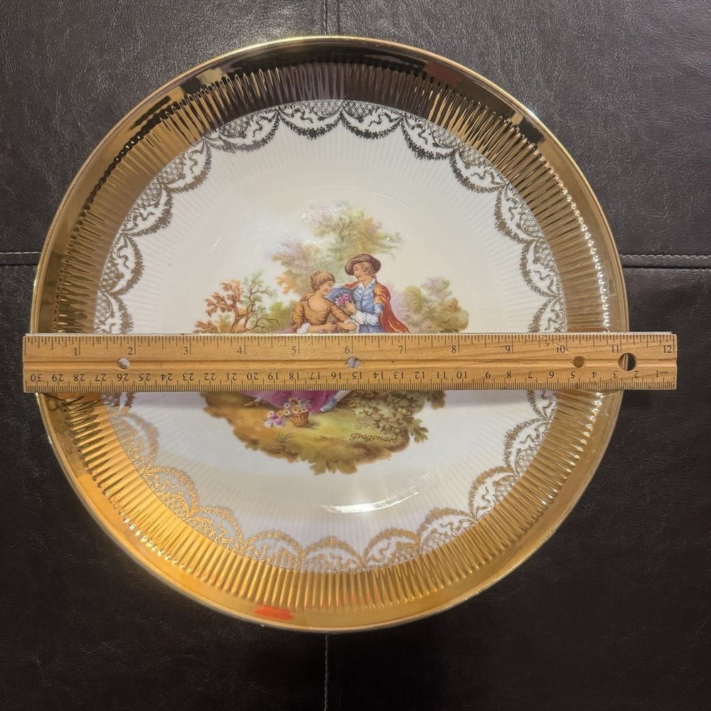Vtg JWK Bavaria W.Germany 11.25”Fragonard Love Story Gold Edge Decoration Plate - Picture 9 of 14